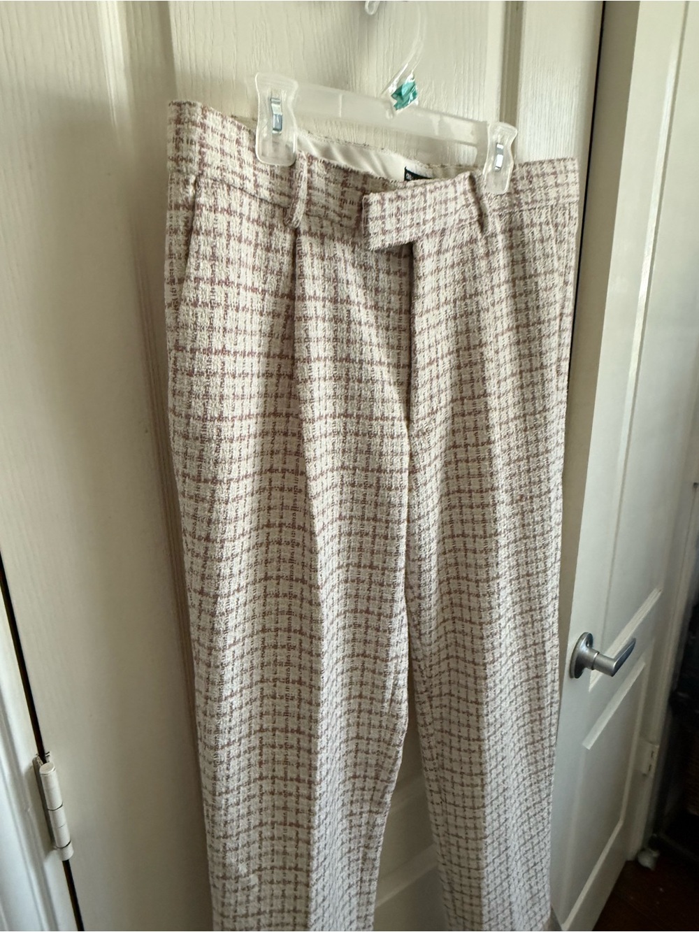 ASOS DESIGN tailored smart pants in beige tartan plaid